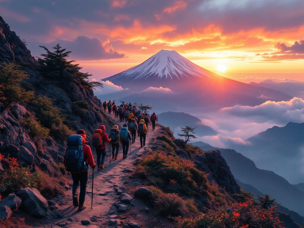 Climbing Mount Fuji in Japan